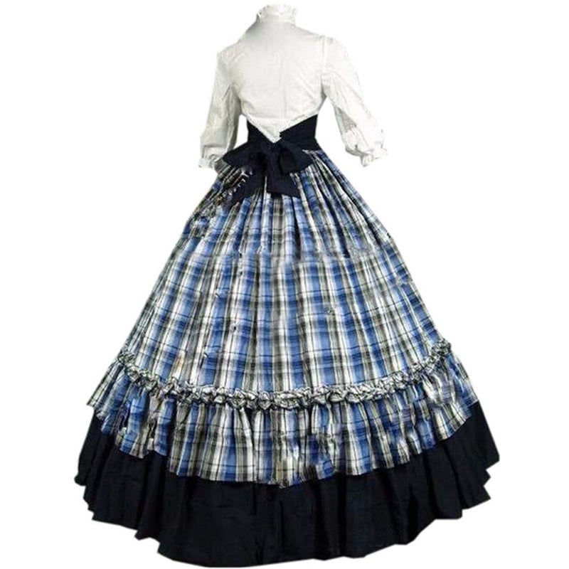 I-Youth Womens Renaissance Civil War Victorian Dress Southern Belle Cosplay Medieval Pioneer Dickensonian Costume (M, Blue) - Image 2